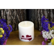 Laureta Candles rapšu vaska svece cilndrs ar latvju kontūru, 6cm